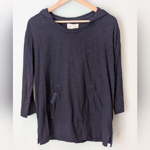 Anthropologie Saturday Sunday Navy Blue Hooded Shirt